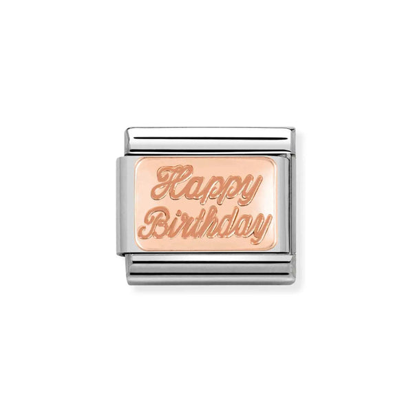 Nomination Classic Link Happy Birthday Charm in Rose Gold