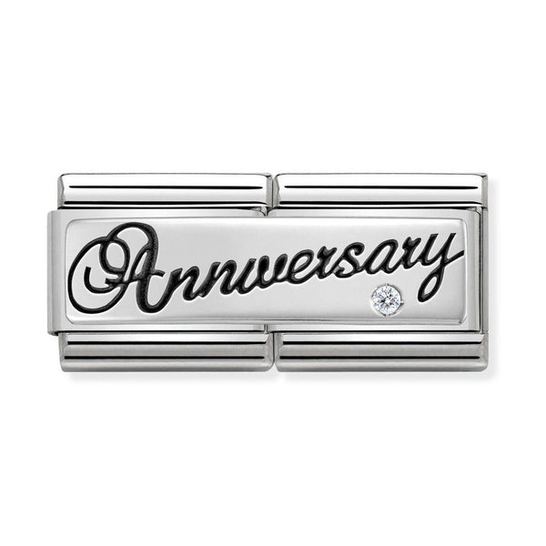 Nomination Double Link Anniversary with CZ Charm in Silver