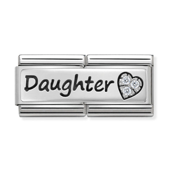 Nomination Double Link Daughter Charm in Silver with CZ