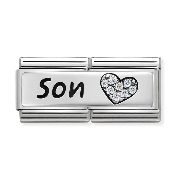 Nomination Double Link Son Charm in Silver with CZ