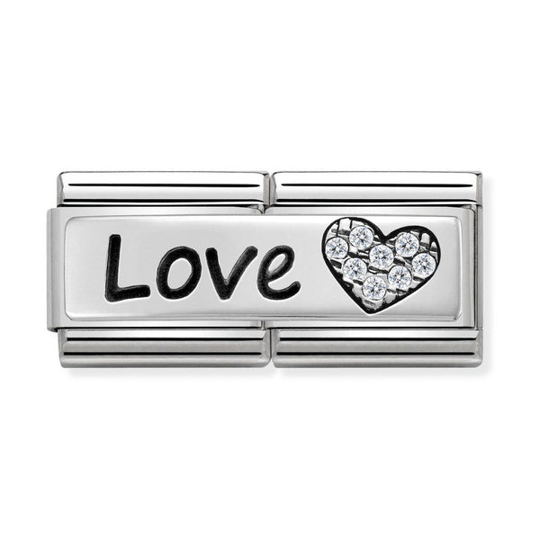 Nomination Double Link Love Charm in Silver with CZNomination Double Link Engraving Plate Charm in Silver with CZ Heart