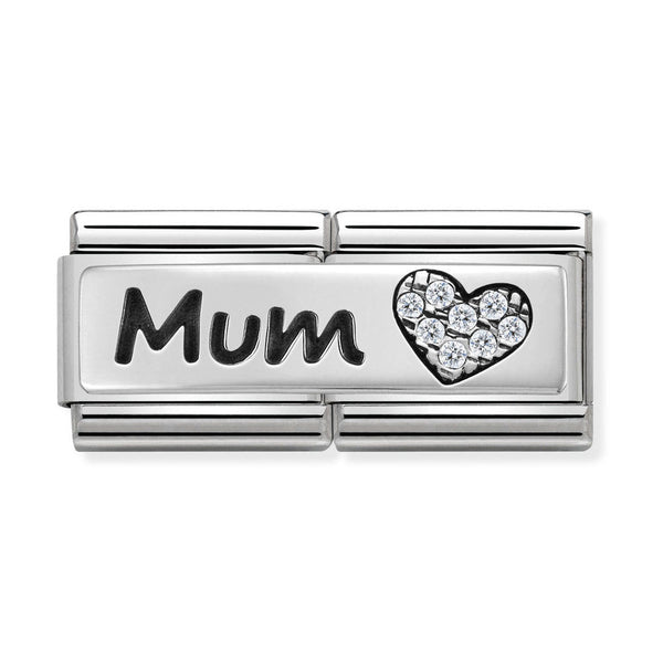 Nomination Double Link Mum Charm in Silver with CZ
