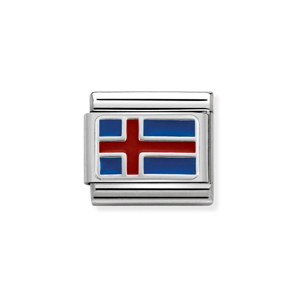 Nomination Classic Link Iceland Flag Charm in Silver