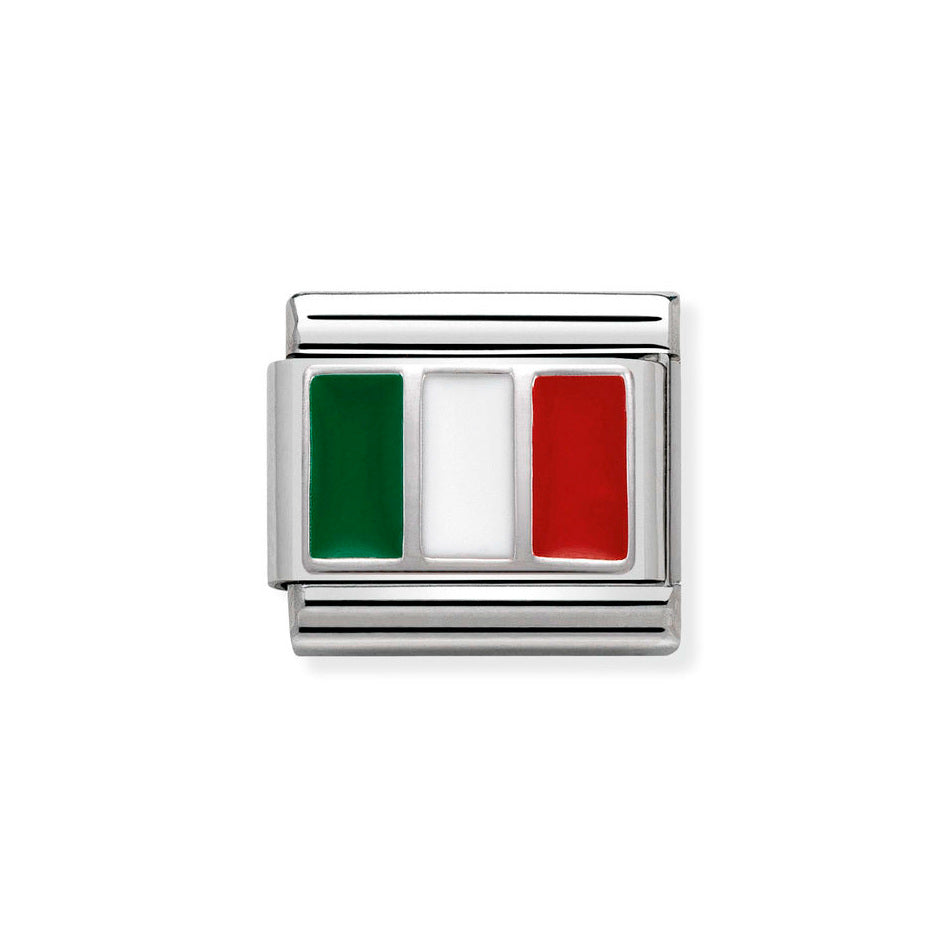 Nomination Classic Link Italy Flag Charm in Silver