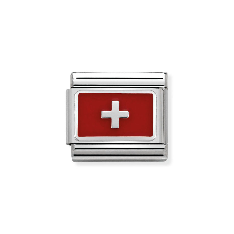 Nomination Classic Link Switzerland Flag Charm in Silver