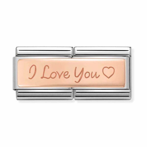 Nomination Double Link I Love You Charm in Rose Gold