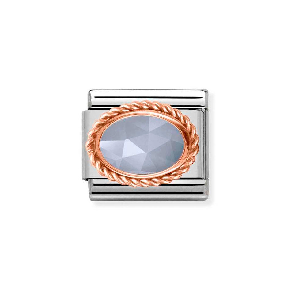Nomination Classic Link Rich Set Blue Agate Charm in Rose Gold