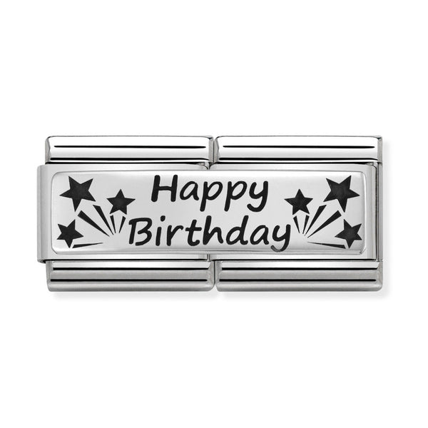 Nomination Double Link Happy Birthday Charm in Silver