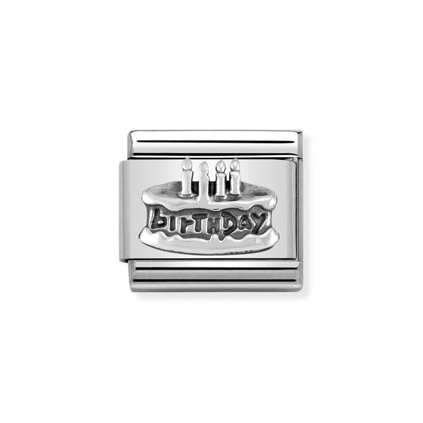 Nomination Classic Link Birthday Cake Charm in Silver