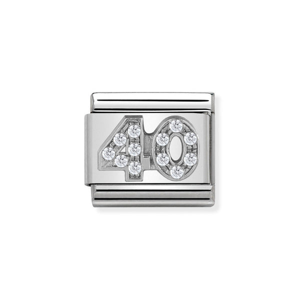 Nomination Classic Link Number 40 Charm in Silver with Cubic Zirconia
