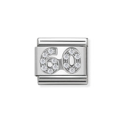 Nomination Classic Link Number 60 Charm in Silver with Cubic Zirconia