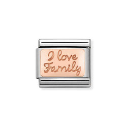 Nomination Classic Link I Love Family Charm in Rose Gold