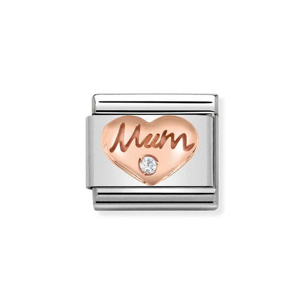 Nomination Classic Link CZ Mum Charm in Rose Gold