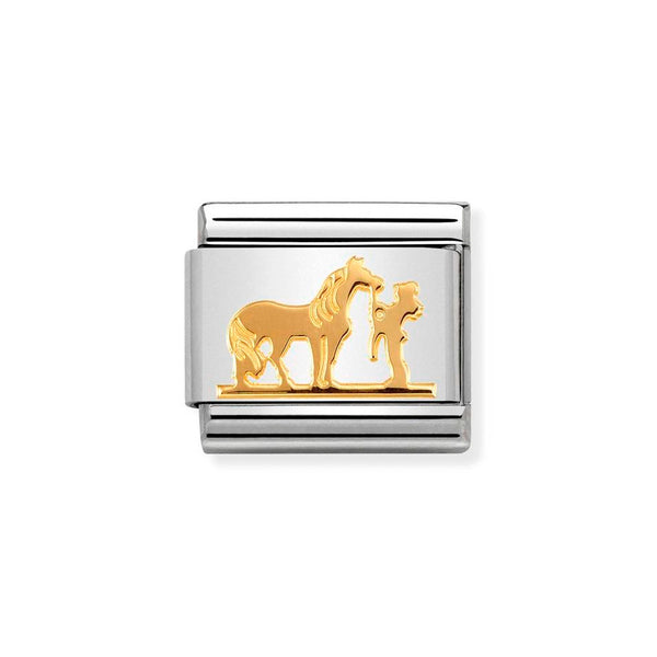 Nomination Classic Link Horse with Rider Charm in Gold
