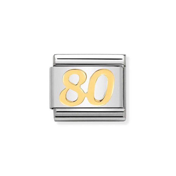 Nomination Classic Link Number 80 Charm in Bonded Yellow Gold