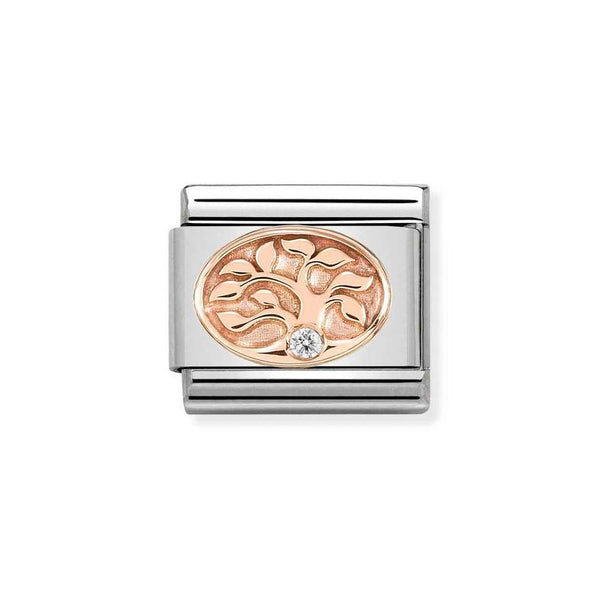 Nomination Classic Link CZ Tree of Life Charm in Rose Gold
