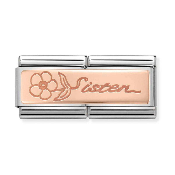 Nomination Double Link Sister Charm in Rose Gold
