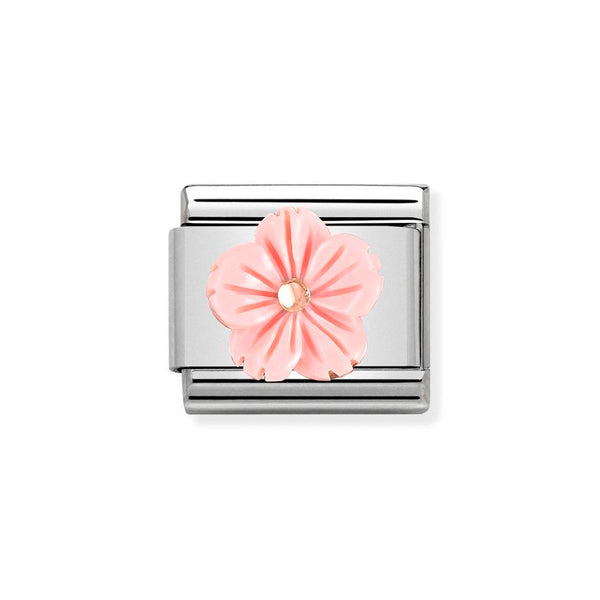 Nomination Classic Link Pink Mother of Pearl Flower Charm in Rose Gold
