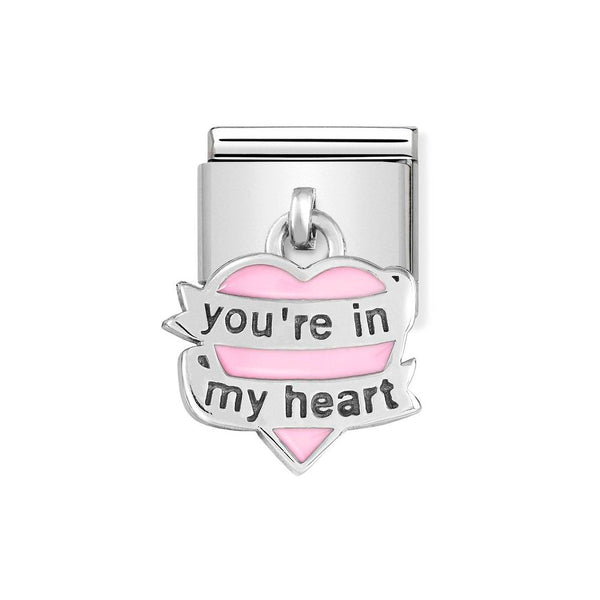 Nomination Classic Link Pendant Enamel You're in my Heart Charm in Silver