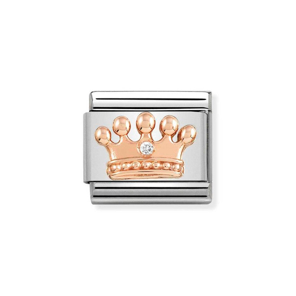 Nomination Classic Link Crown with CZ Charm in Rose Gold