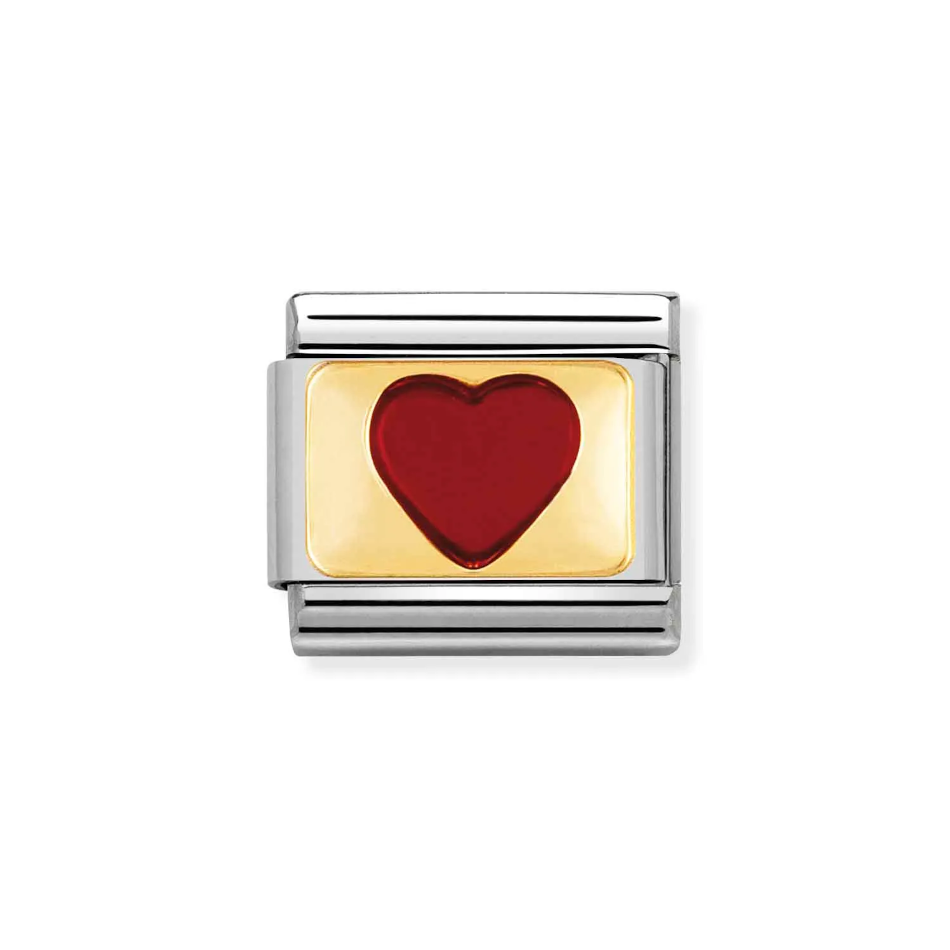 Nomination Classic Link Red Heart Charm in Gold