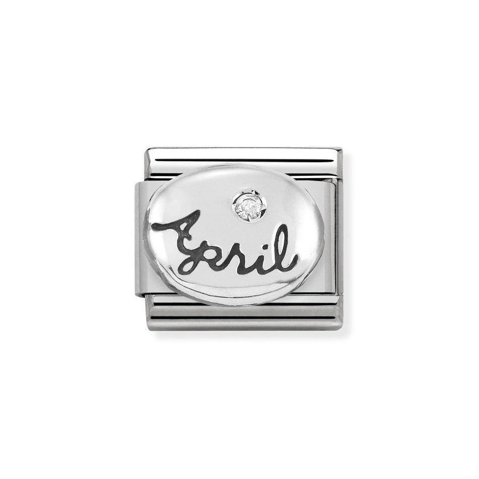 Nomination Classic Link April Diamond Charm in Silver