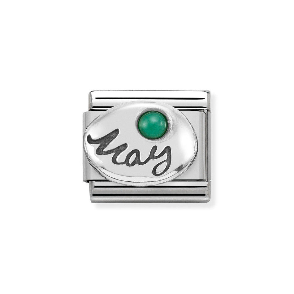 Nomination Classic Link May Emerald Charm in Silver