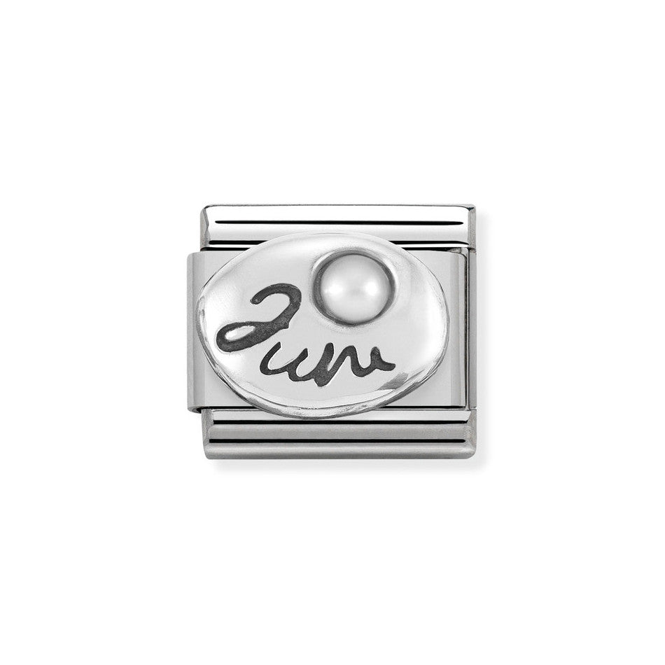 Nomination Classic Link June Pearl Charm in Silver