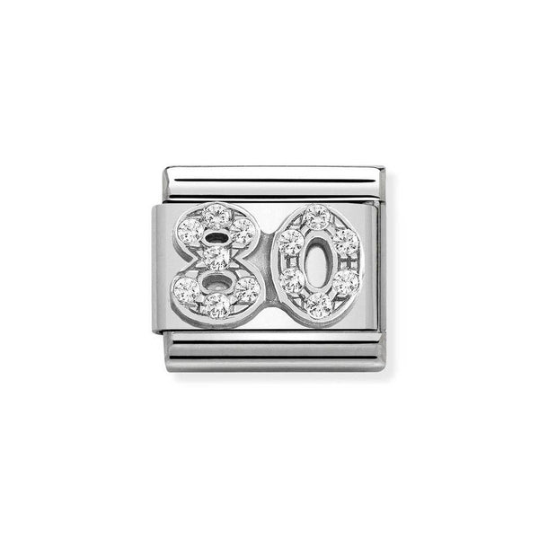 Nomination Classic Link Number 80 Charm in Silver with Cubic Zirconia