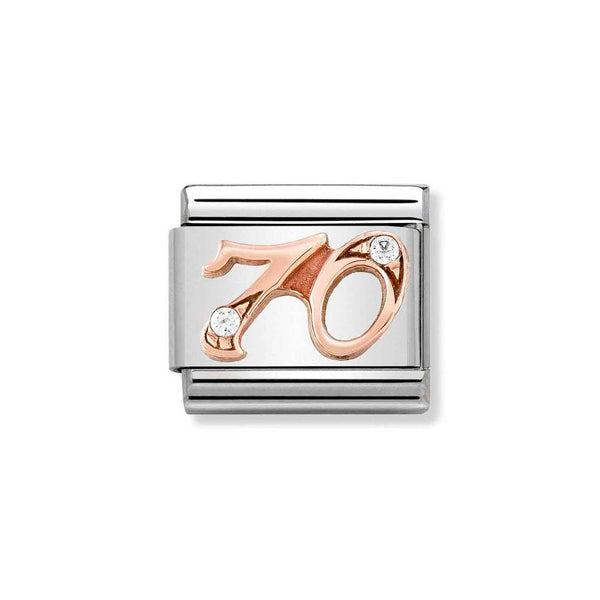 Nomination Classic Link Number 70 Charm in Rose Gold with Cubic Zirconia