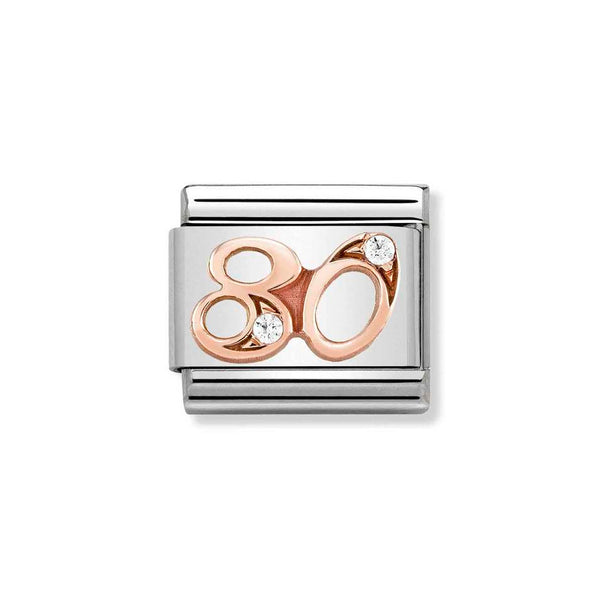 Nomination Classic Link Number 80 Charm in Rose Gold with Cubic Zirconia