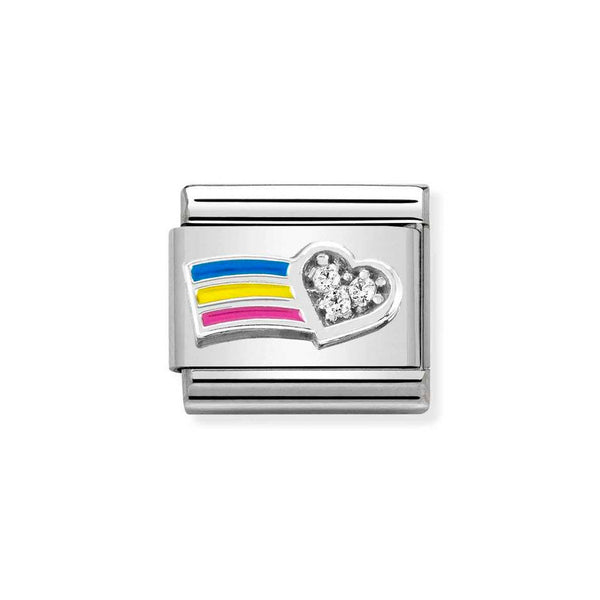 Nomination Classic Link Rainbow Heart CZ Charm in Silver
