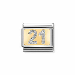 Nomination Classic Link Gold Glitter Number 21 Charm