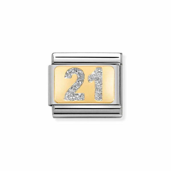 Nomination Classic Link Gold Glitter Number 21 Charm