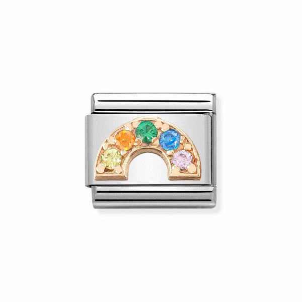 Nomination Classic Link CZ Rainbow Charm in Rose Gold