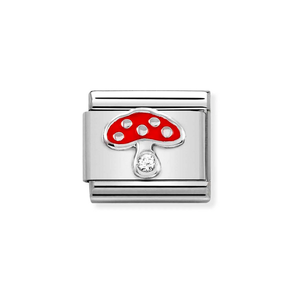 Nomination Classic Link CZ Mushroom Charm in Silver