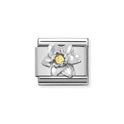 Nomination Classic Link of Daffodil with CZ Charm in Silver