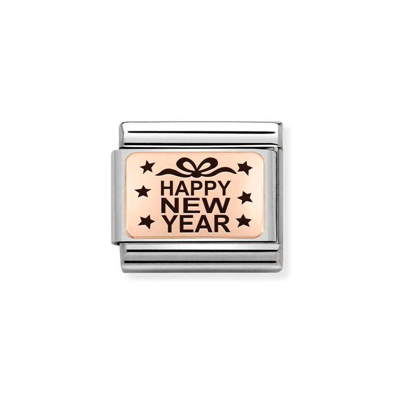 Nomination Classic Link Happy New Year Charm in Rose Gold