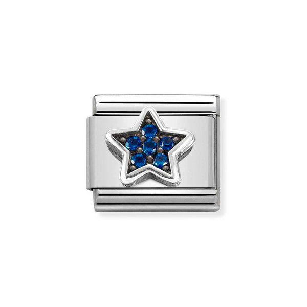 Nomination Classic Link Blue CZ Star Charm in Silver