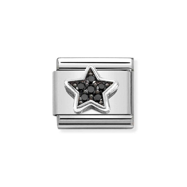 Nomination Classic Link Black CZ Star Charm in Silver