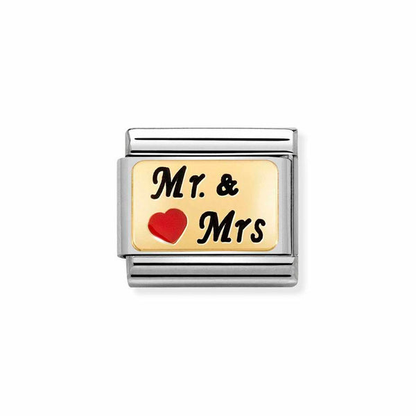 Nomination Classic Link Mr & Mrs with Red Heart Charm in Gold