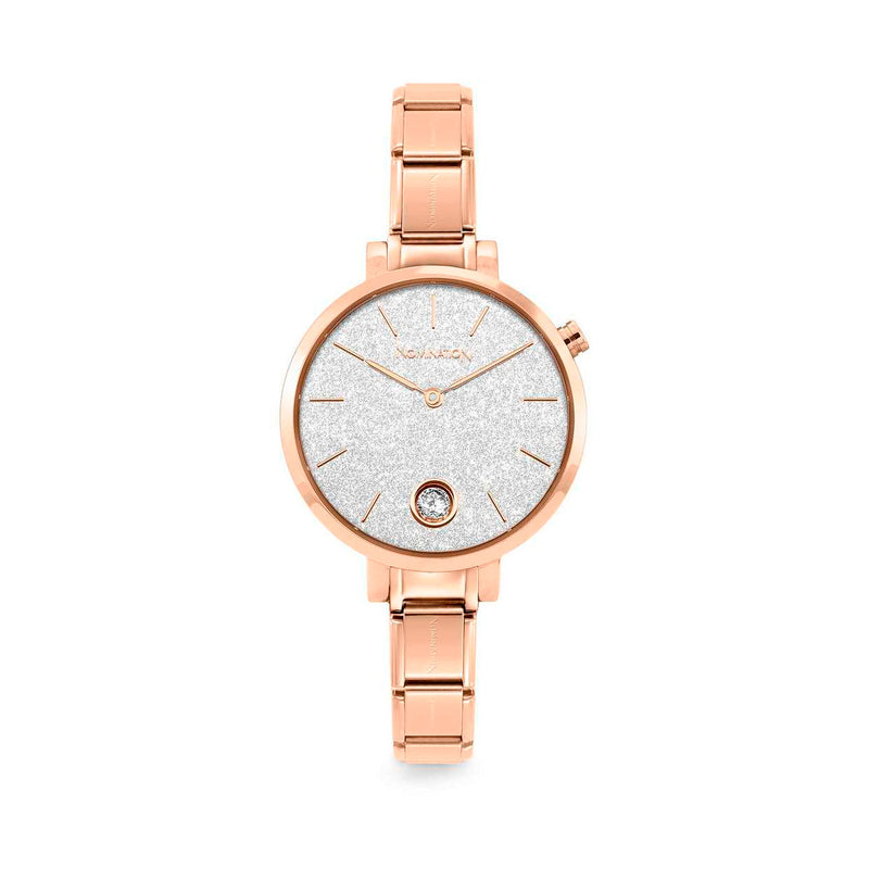 Nomination Paris Watch Silver Glitter with CZ in Rose Gold Steel