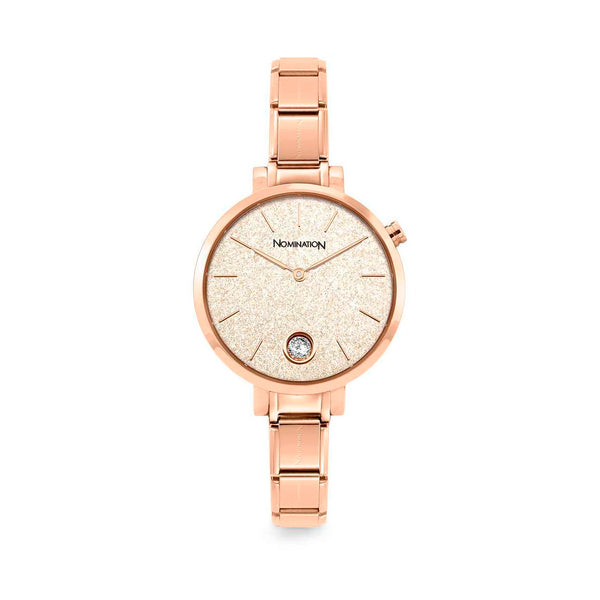 Nomination Paris Watch Rose Glitter with CZ in Rose Gold Steel