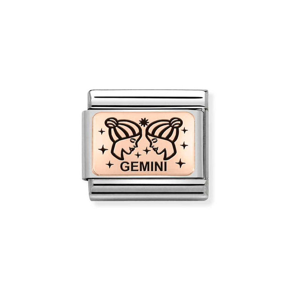 Nomination Classic Link Gemini Charm in Rose Gold