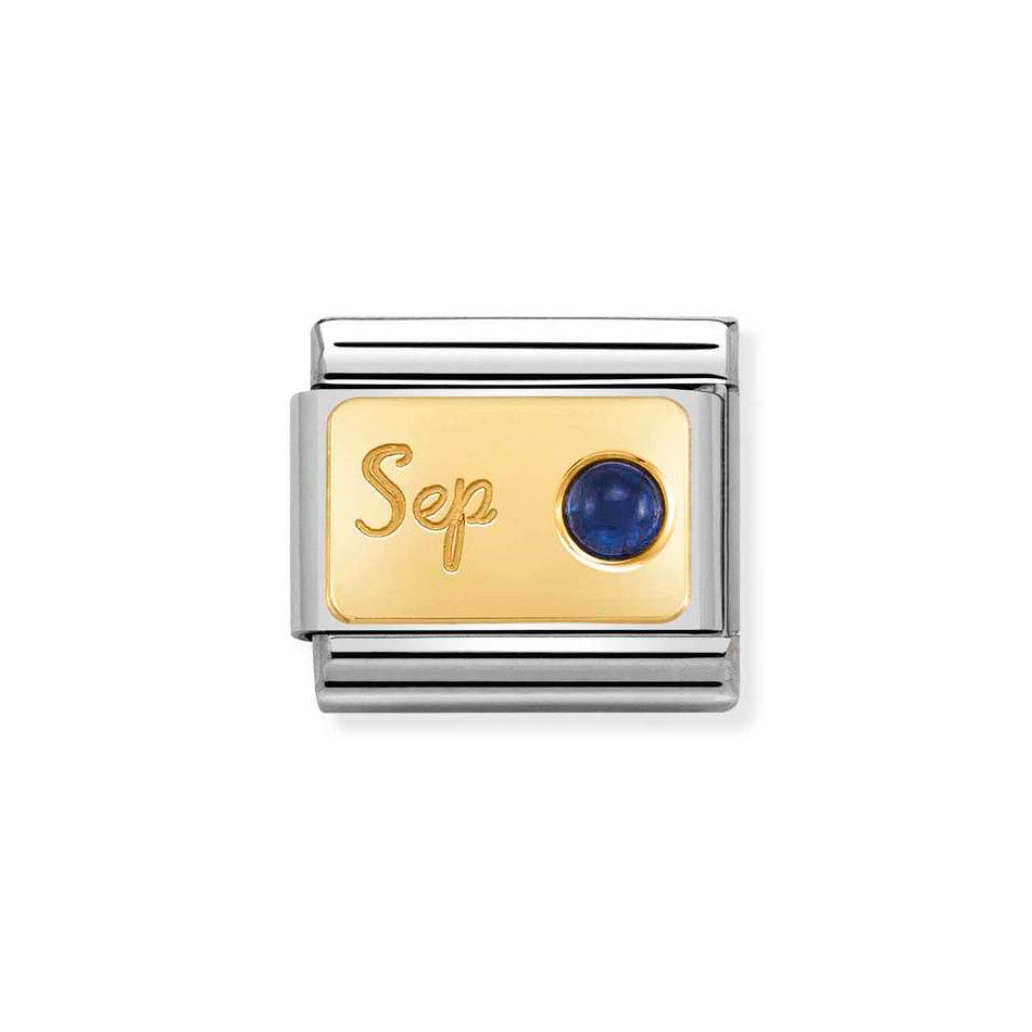 Nomination Classic Link September Sapphire Charm in Yellow Gold