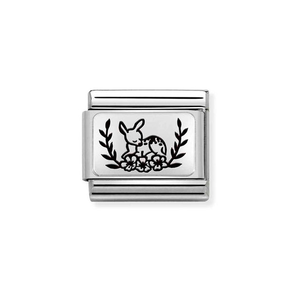Nomination Classic Link Deer with Flowers Charm in Silver