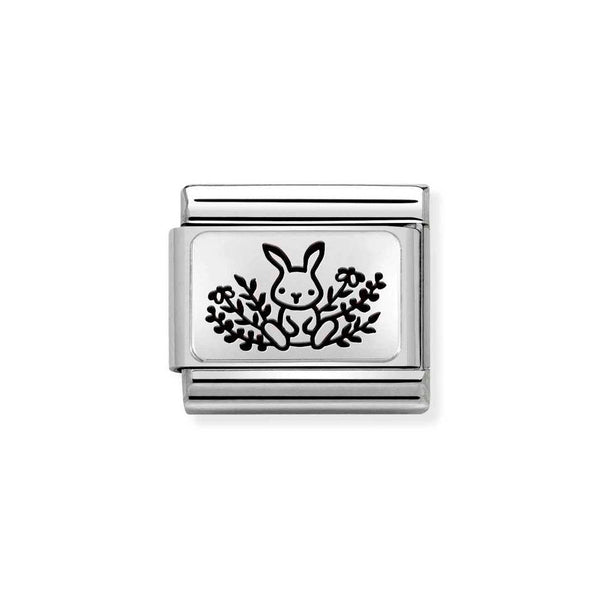 Nomination Classic Link Rabbit with Flowers Charm in Silver