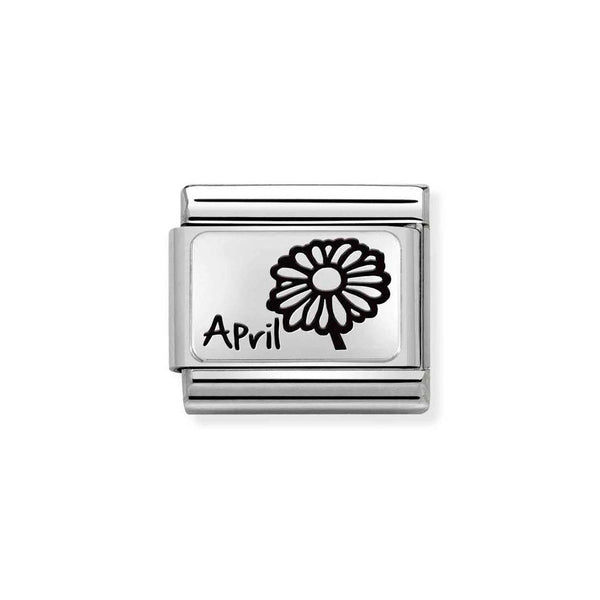 Nomination Classic Link April Daisy Charm in Silver