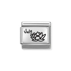 Nomination Classic Link July Waterlily Charm in Silver