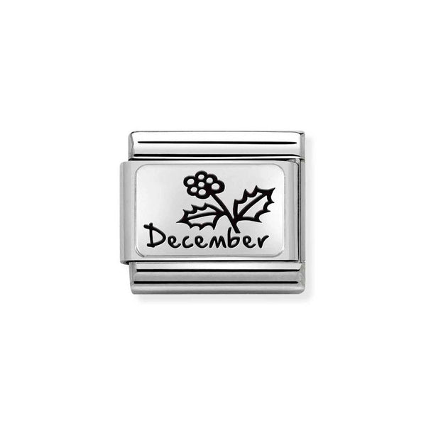 Nomination Classic Link December Holly Charm in Silver